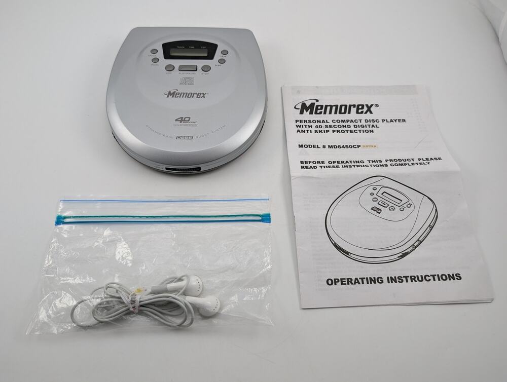 VTG Memorex Model MD6450CP CD Player w/ Manual and Headphones - Tested & Works